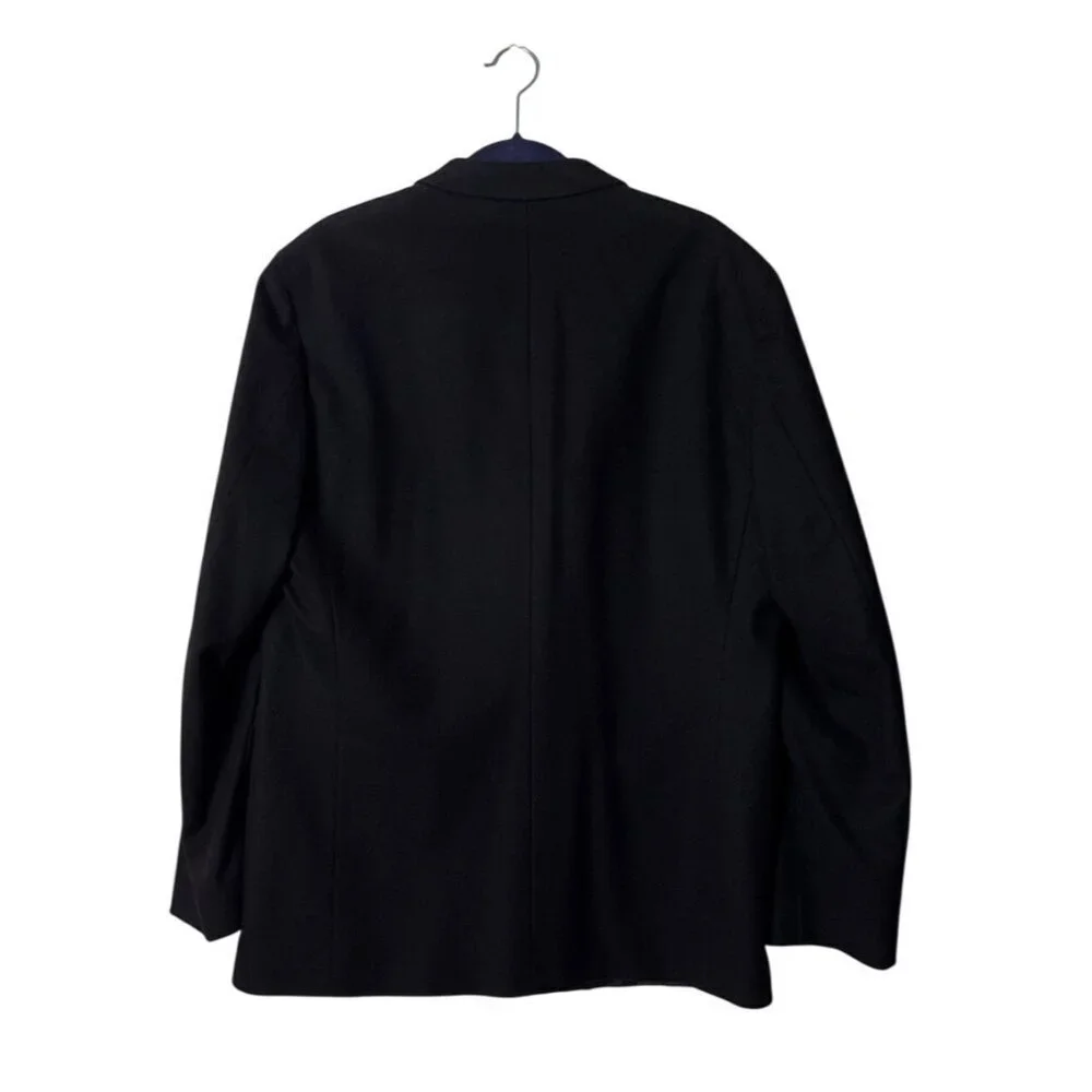 Hugo Boss Mens Black Wool Blazer Jacket Made In Italy Size 44R Red Trim Details